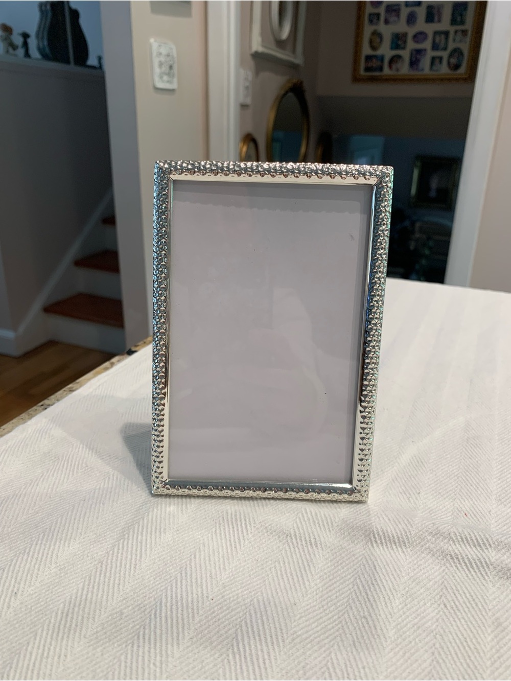 Tahari Hammered Silver Picture Frame - Textured Metal Accent